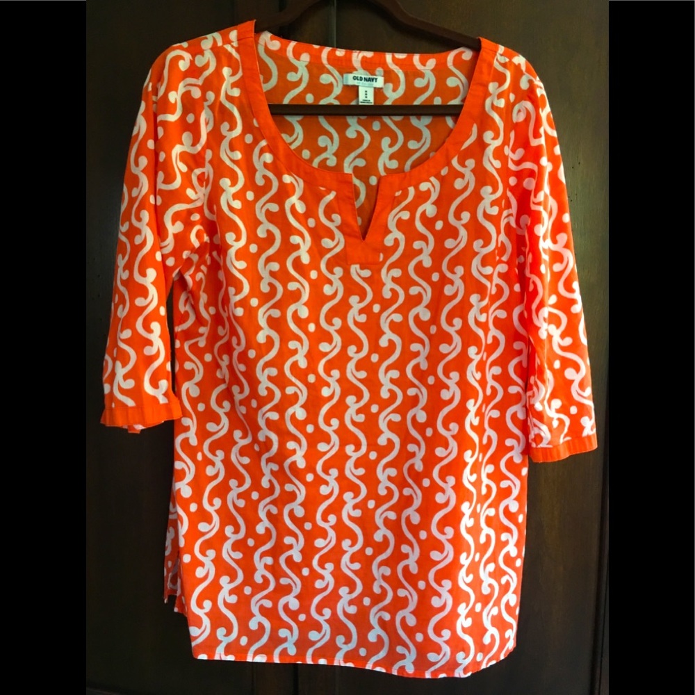 Old Navy Orange and white Tunic Medium